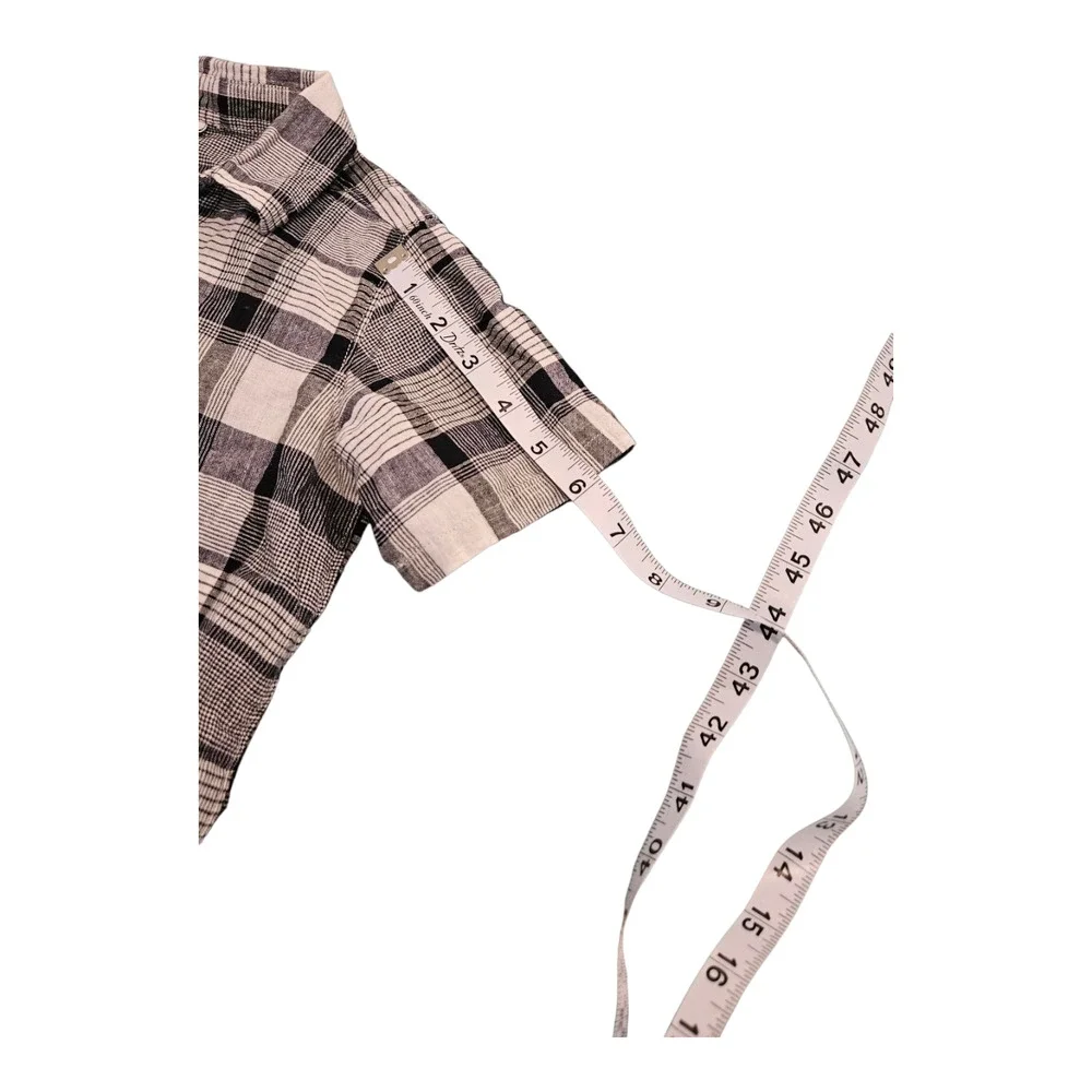 Old Navy Child Size 4T Black and White Plaid Button Up Short Sleeve Shirt
